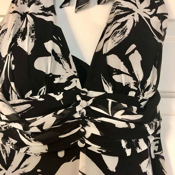 White House Black Market Women’s Floral Halter Tie Neck Sundress Size 4 - Picture 4 of 14